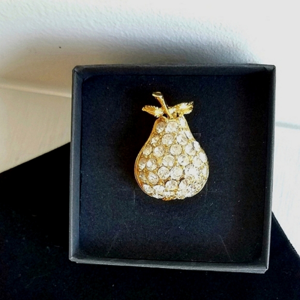 Eisenberg Ice Vintage Pear Rhinstone Brooch